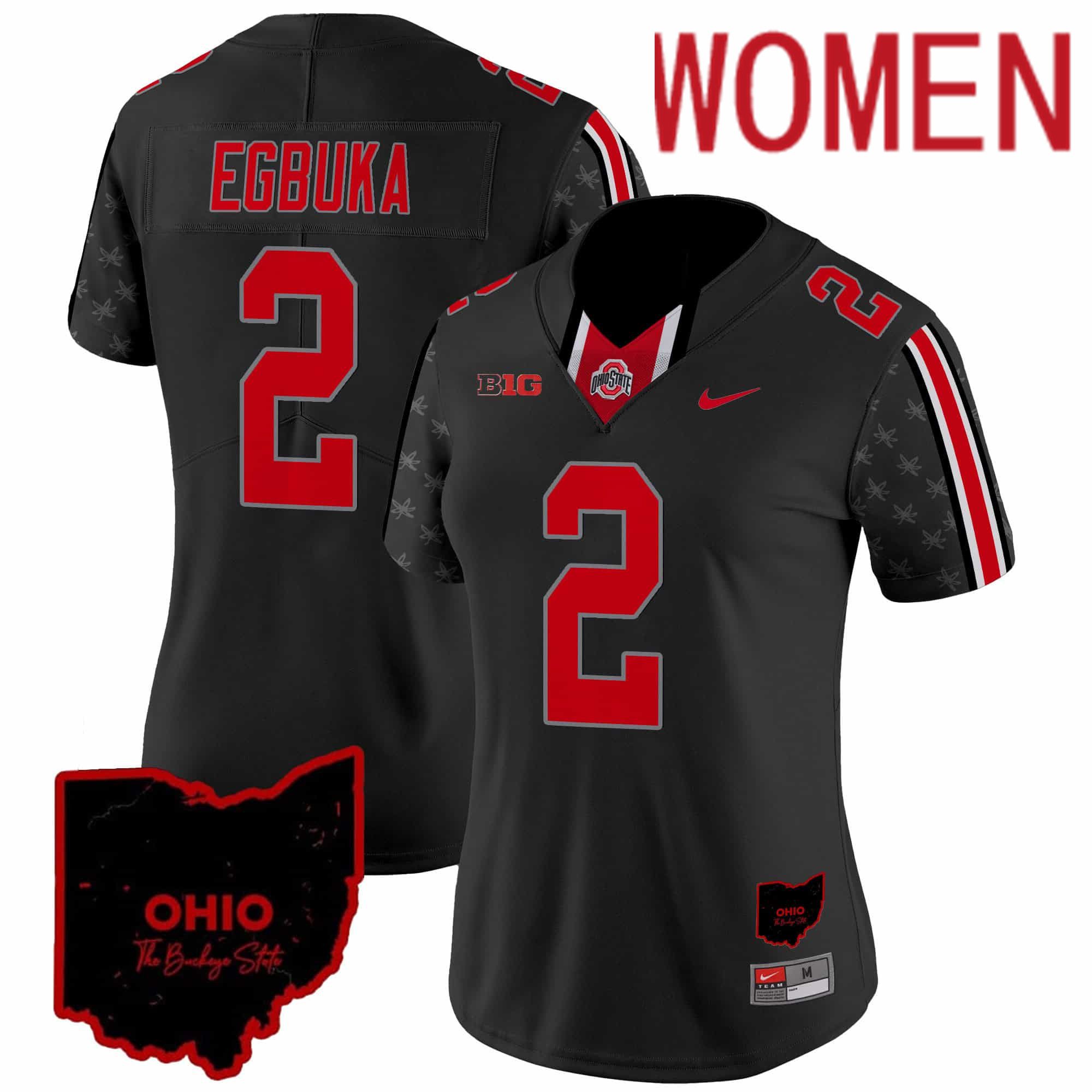 Women Ohio State Buckeyes #2 Egbuka Black 2024 Nike Home Patch Vapor Limited NCAA Jersey